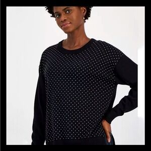 🎉HPx2🎉MICHAEL Michael Kors Bling Studded Black Crewneck Long Sleeve Sweater M